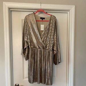 Eloquii 18 Metallic Deep V Party Dress